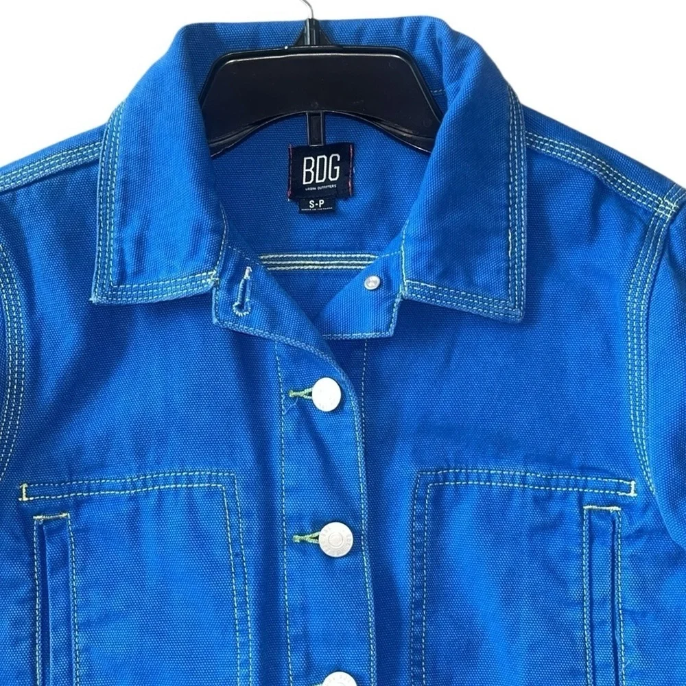 BDG Bright Blue Cropped Jean Jacket Size Small - Picture 8 of 12